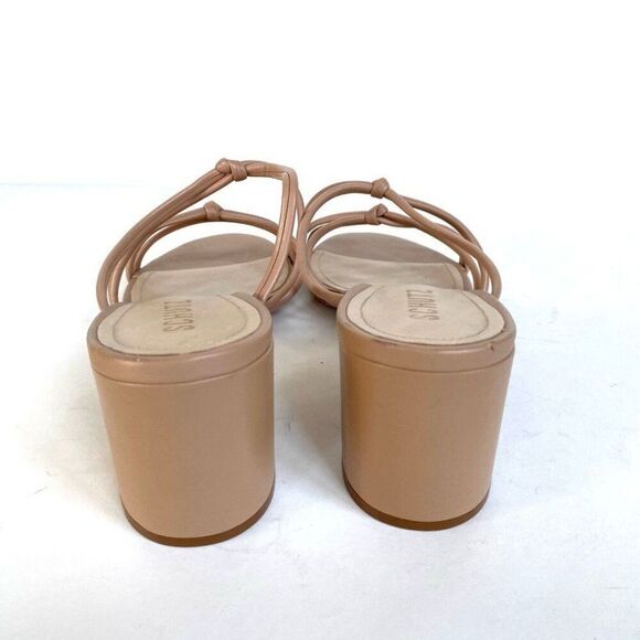 Schutz Princey Leather Strappy Block Heel Slide Sandals Nude Size 10.5 - Picture 4 of 10